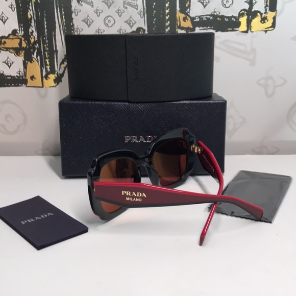 New Authentic Prada Black & Red Sunglasses – Modern Luxury Design PR16Y - Picture 11 of 14